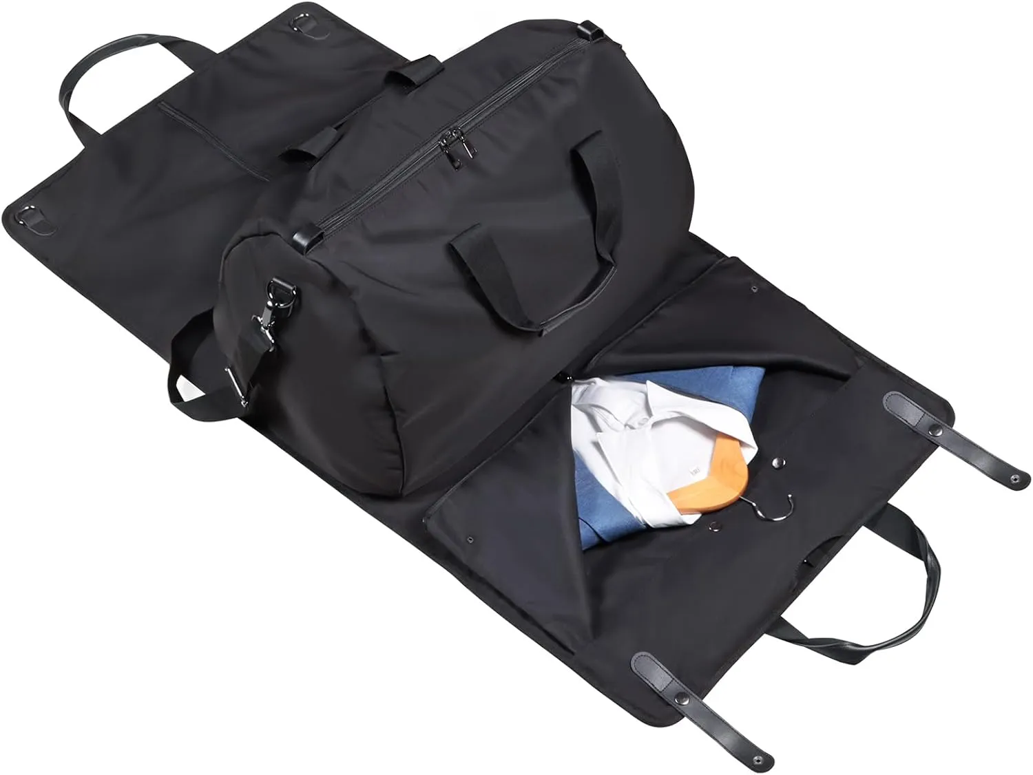 Univivi 2 in 1 High Capacity Hanging Suit Luggage Travel Bags, Carry On Garment Duffel Bag with Shoulder Strap for Travel and Business Wrinkle Free (Black)