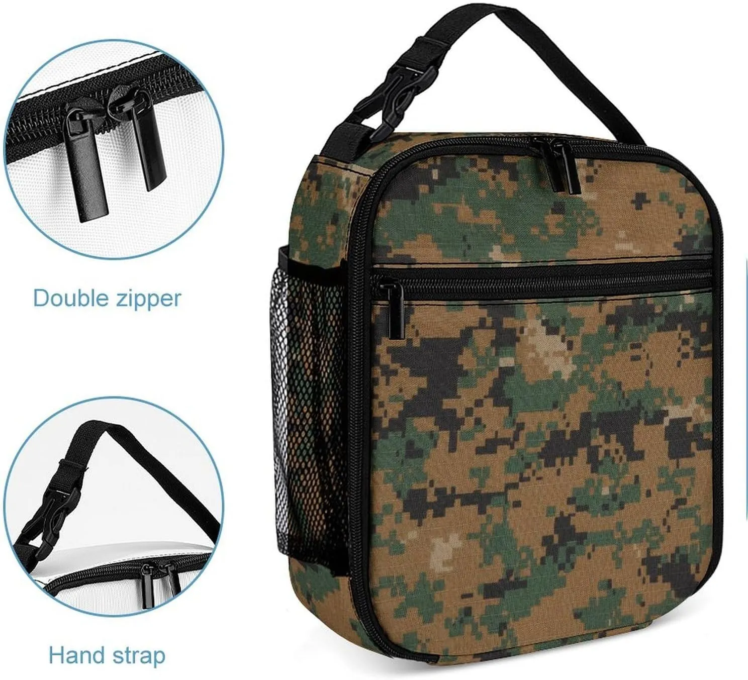 US Marine Force Lunch Bag For Men Women Reusable Lunch Box Marpat Camouflage Insulated Portable Meal Tote For Work Travel Picnic