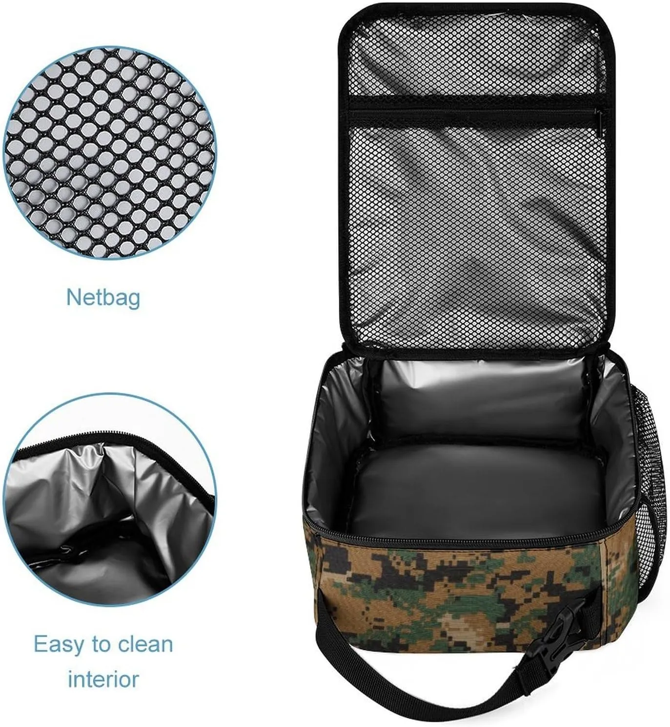 US Marine Force Lunch Bag For Men Women Reusable Lunch Box Marpat Camouflage Insulated Portable Meal Tote For Work Travel Picnic