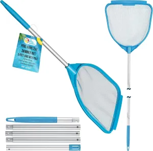 U.S. Pool Supply Pool and Spa Skimmer Net with Pole, Handheld Fine Mesh Pool Skimmer Net - Hand Held Spa, Hot Tub, Pond Cleaning - Step-Up 32" to 5 Feet Long, Leaf Netting, Scoop Skim Leaves & Debris