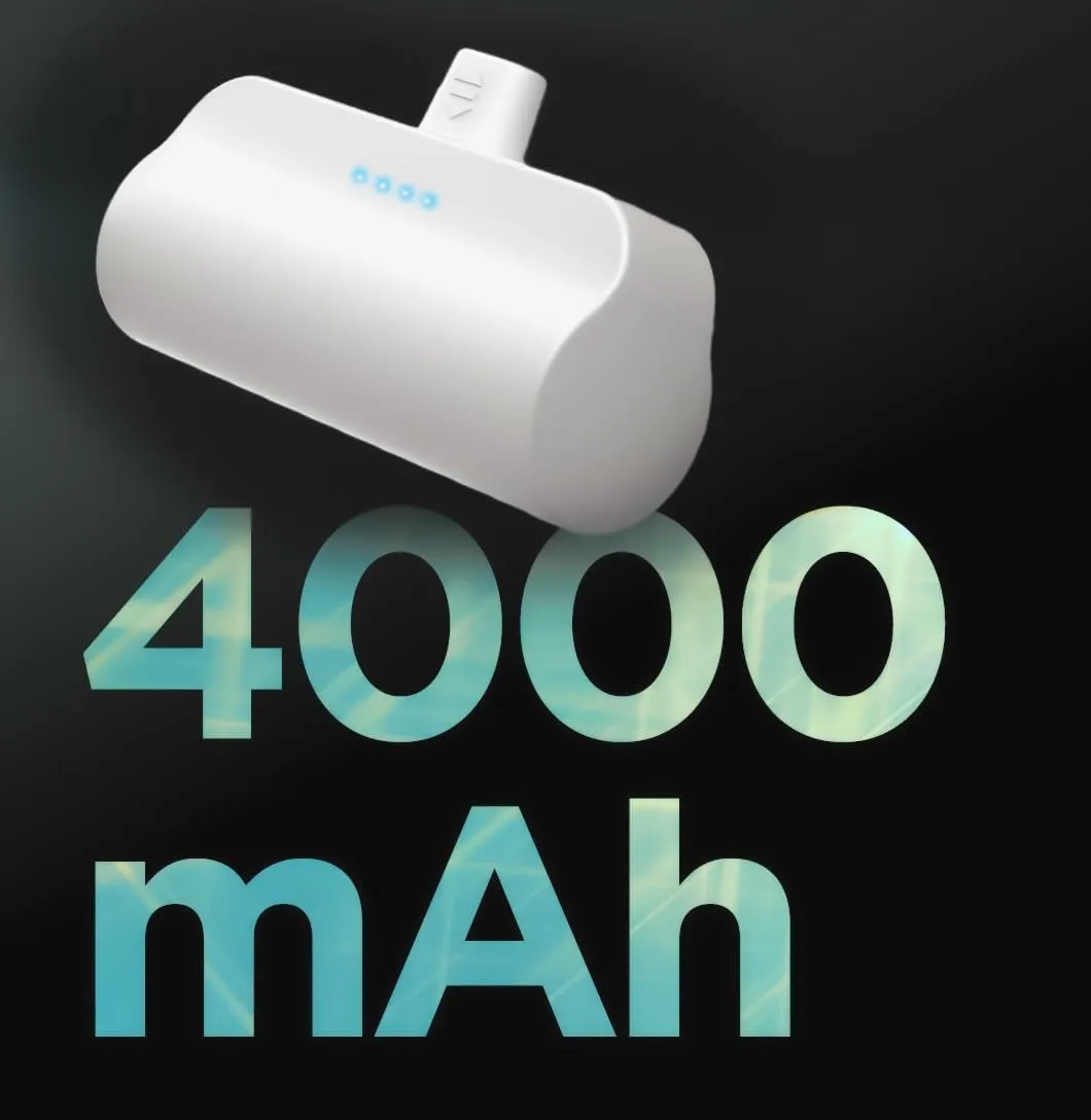 USB-C Battery Pack for iPhone 15 and 15 Pro Max - Fast Charging Type-C, Small Power Bank for Travel with Built-in Cable, 4000mAh (Fast Charging Enabled)