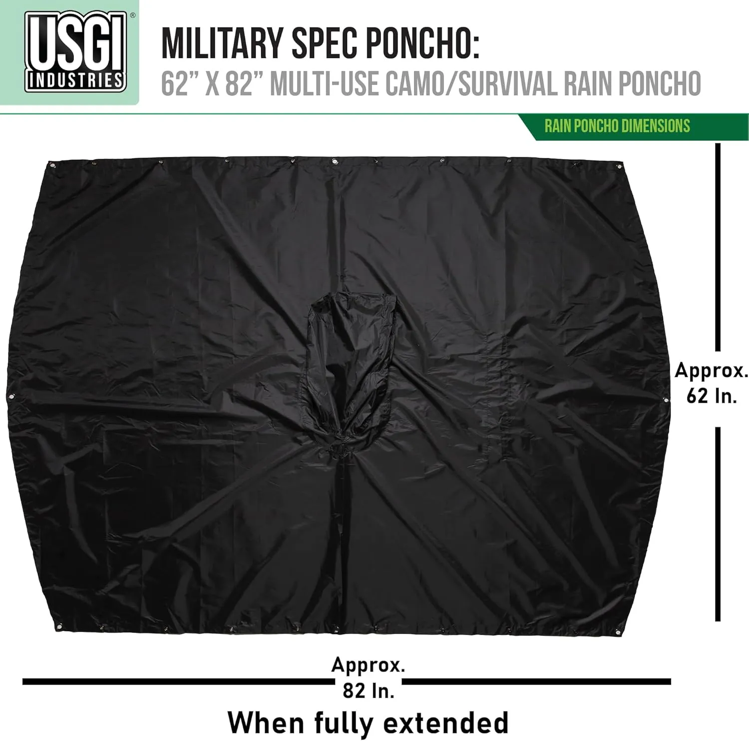 USGI Industries Military Style Poncho Multi Use Rip Stop Camouflage Rain Poncho