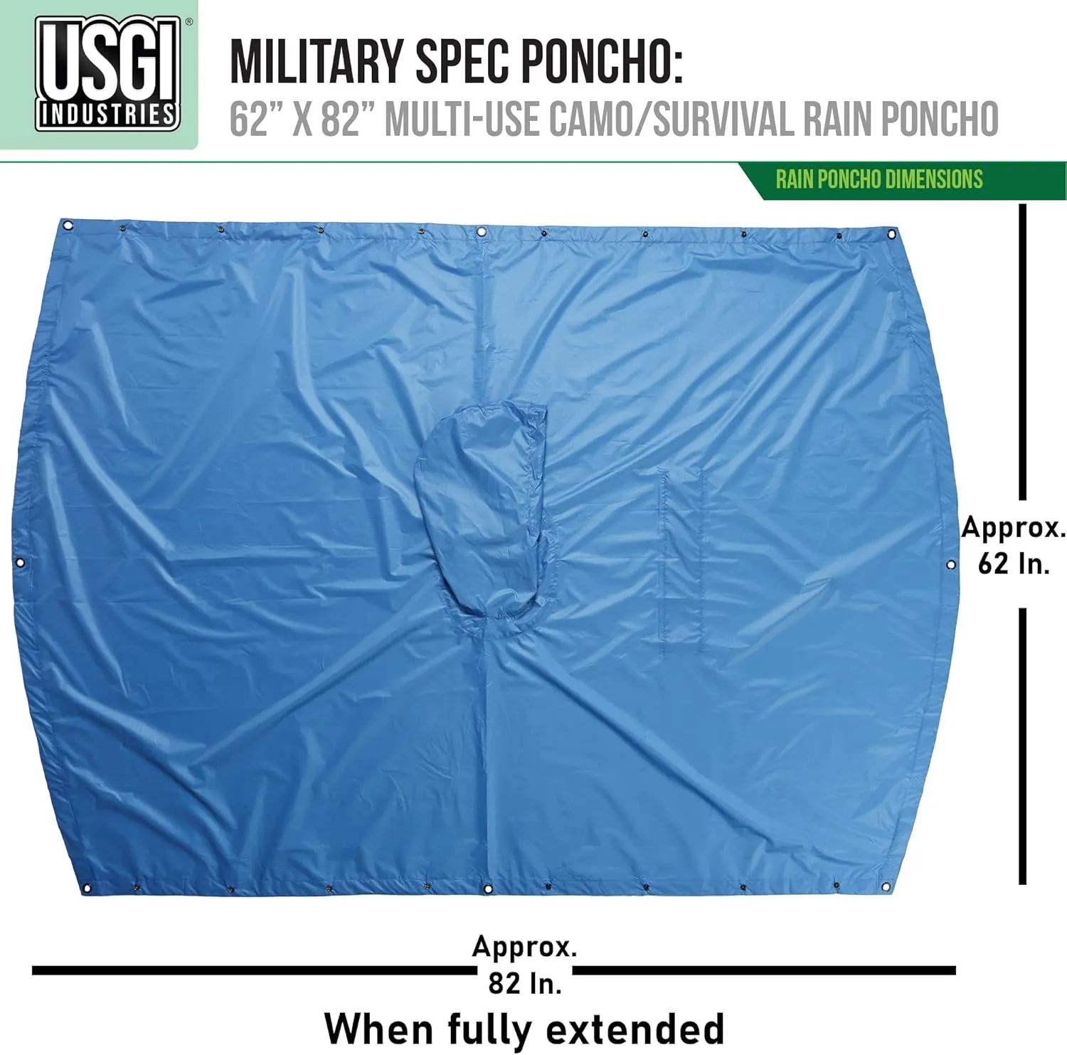 USGI Industries Military Style Poncho Multi Use Rip Stop Camouflage Rain Poncho