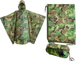 USGI Industries Military Style Poncho Multi Use Rip Stop Camouflage Rain Poncho