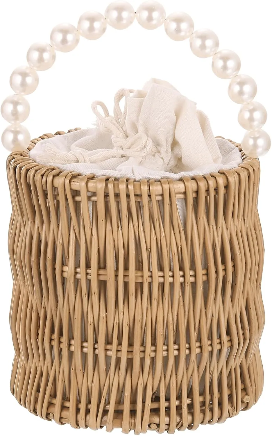 uxcell Women Straw Crossbody Bag, Cylindrical Rattan Bag Straw Clutch Purse Rattan Woven Handbag Rattan Tote Bags for Summer Beach Travel