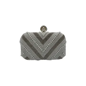 V shaped Pearl Beaded Clutch
