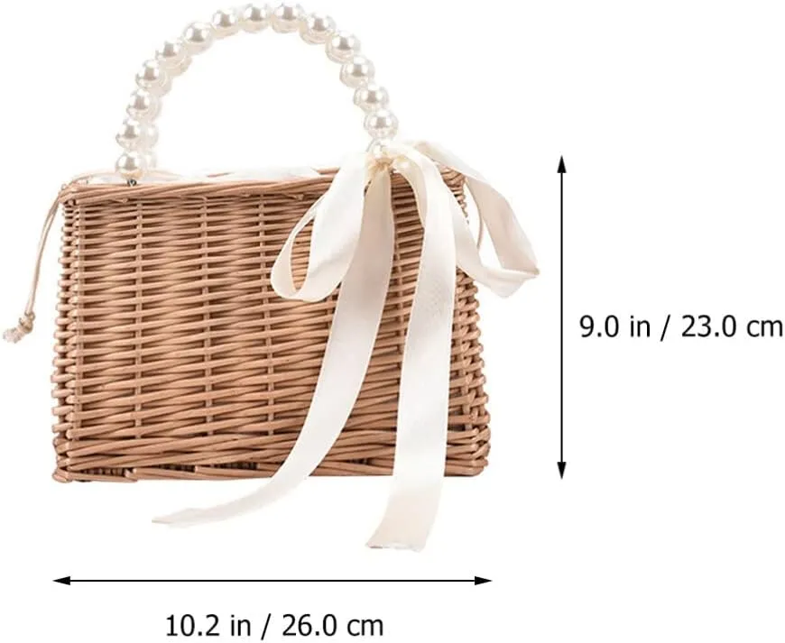 VALICLUD Rattan Bag Straw Purse Woven Rattan Purse Tote Straw Bag for Women Summer Beach