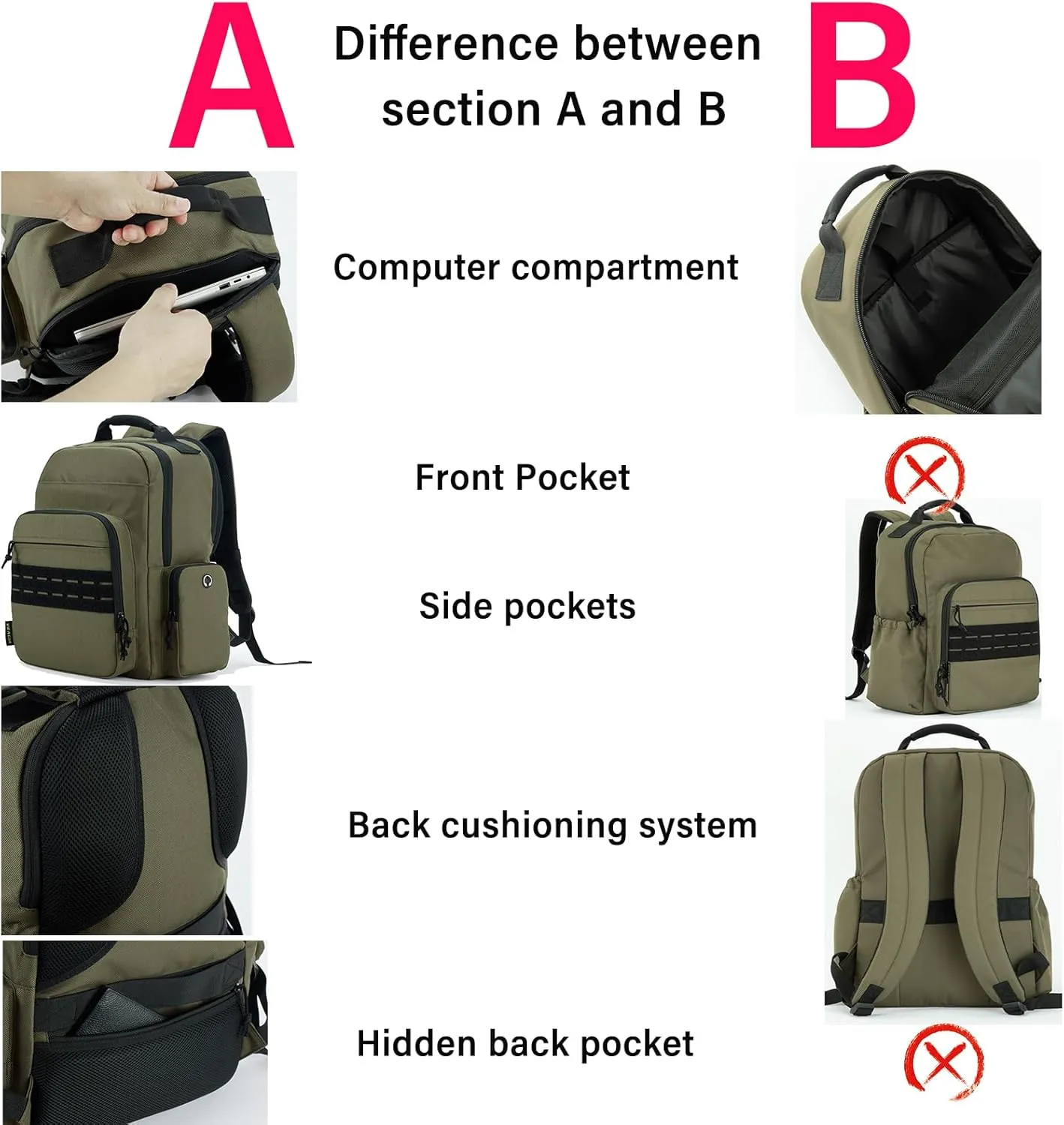 VEAGIA Tactical Travel Laptop Backpack For Men Large Heavy Duty Work Backpack Airline Approved Hiking Waterproof Bag