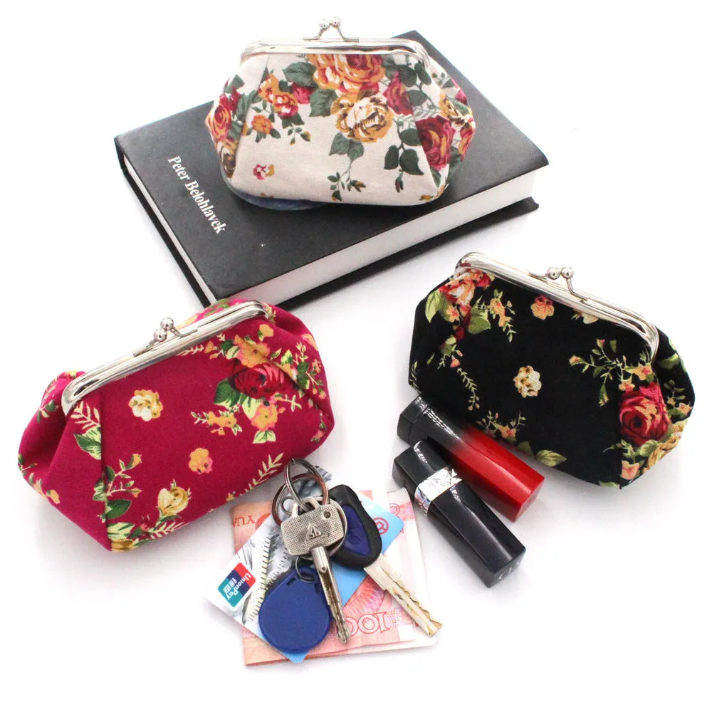 Versatile Women's Creative Canvas Fabric Clutch Coin Purses