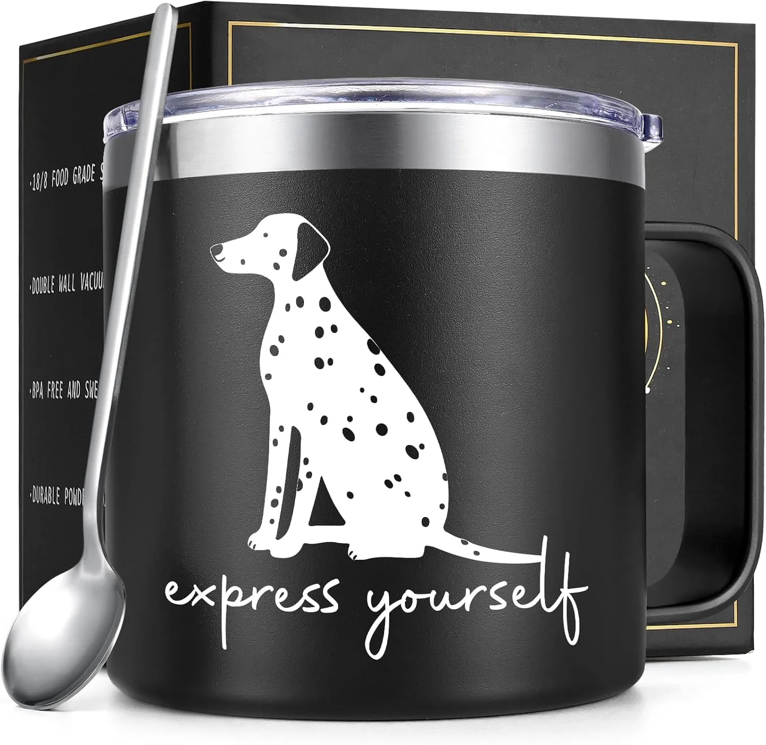 Vet Tech Gift for Men Women Coffee Mug, Express Yourself Vet Tech Veterinary Gifts for Vet Tech Practitioner Animal Doctor Dog Lover, 14oz Veterinarian Gifts Stainless Steel Dog Coffee Mug, Black