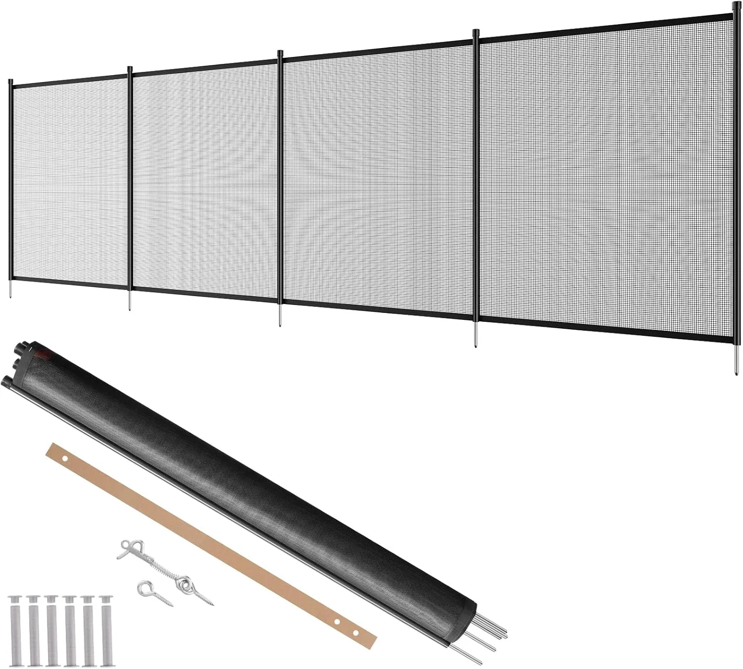 VEVOR Pool Fence, 4 x 12 FT Pool Fences for Inground Pools, Removable Pool Fencing, Easy DIY Installation Swimming Pool Fence, 340gms Teslin PVC Pool Fence Mesh Protects Kids and Pets