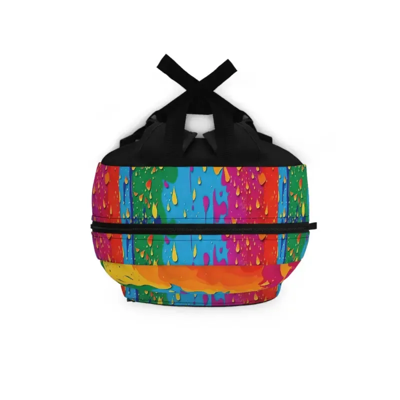 Vibrant Dripping Paint Backpack Abstract Pattern