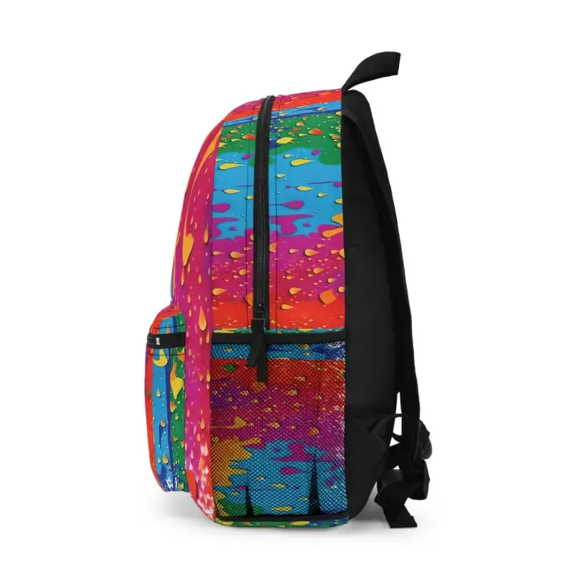 Vibrant Dripping Paint Backpack Abstract Pattern
