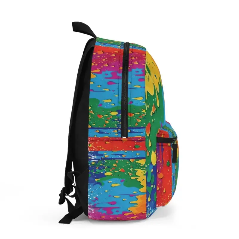 Vibrant Dripping Paint Backpack Abstract Pattern