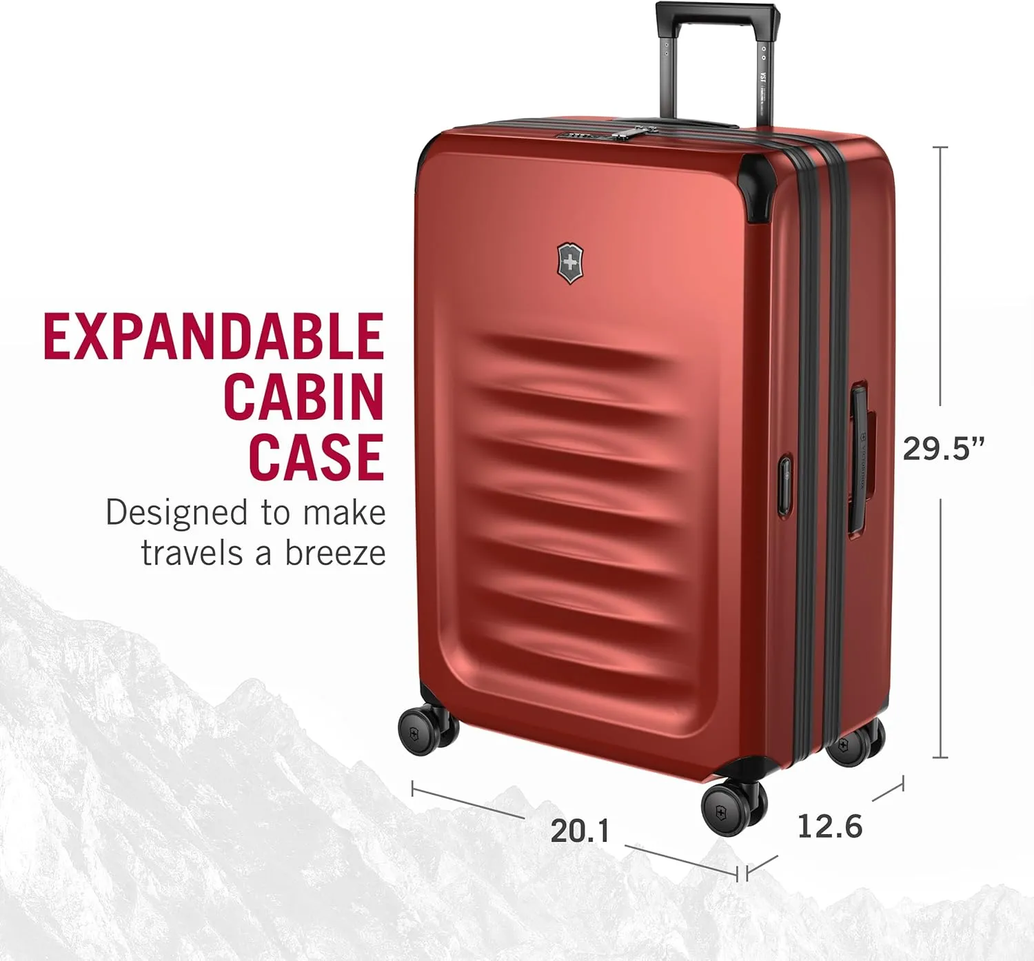 Victorinox Spectra 3.0 Expandable Large Case - Modern Hardside Luggage - Rolling Suitcase with Spinner Wheels - Holds Travel Accessories - 103 Liters, Red