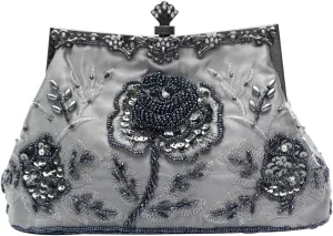 Vintage 1920s Beaded Evening Bag Pearl Clutch Bag for Women Sequin Handbag Bridal Wedding Purse Floral Shoulder Bag