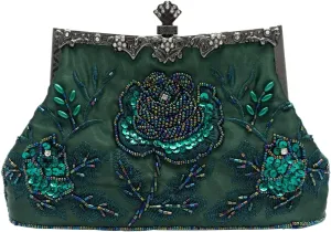 Vintage 1920s Beaded Evening Bag Pearl Clutch Bag for Women Sequin Handbag Bridal Wedding Purse Floral Shoulder Bag