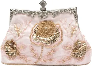 Vintage 1920s Beaded Evening Bag Pearl Clutch Bag for Women Sequin Handbag Bridal Wedding Purse Floral Shoulder Bag