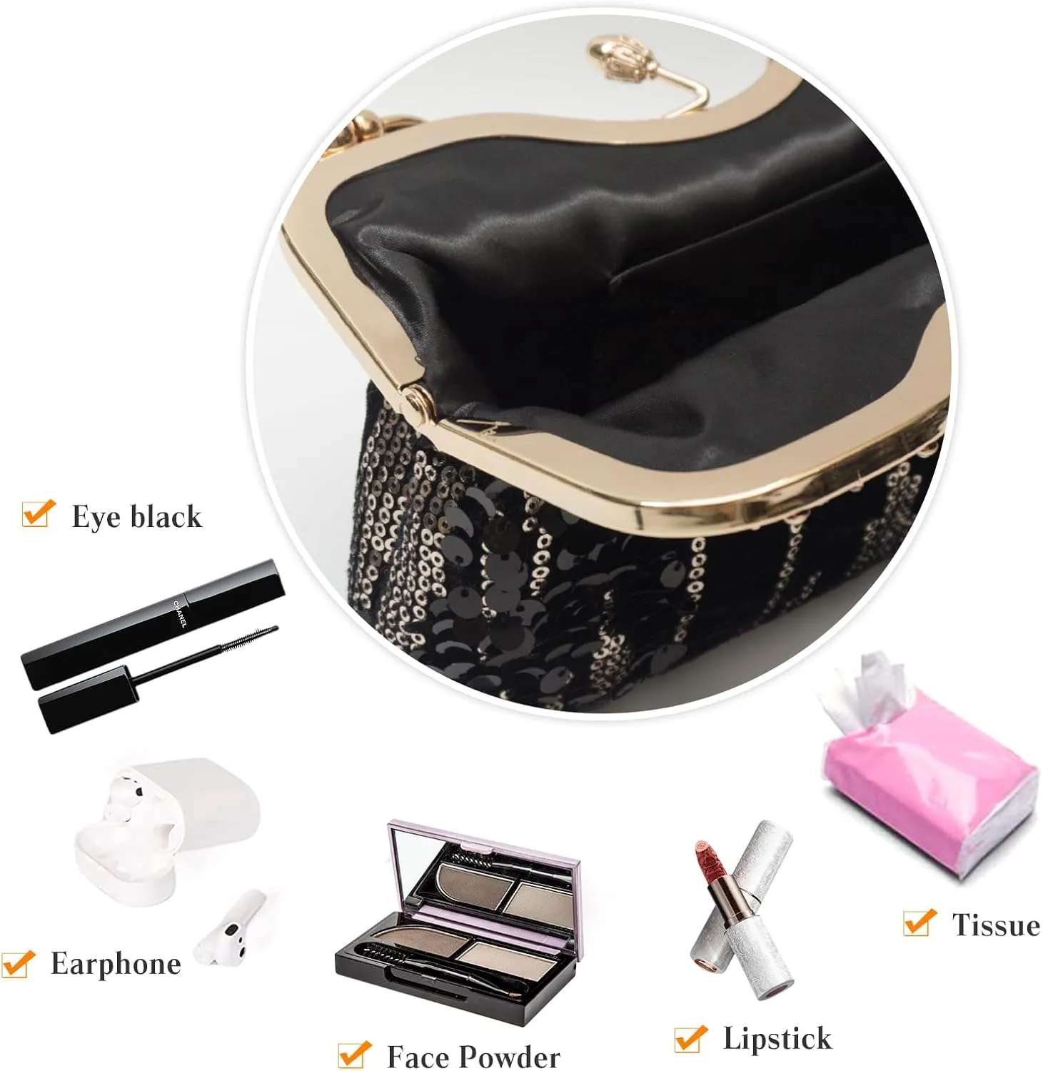 Vintage 1920s Clutch Bag Women Velvet Evening Bag Sparkly Sequin Handbag Crystal Shoulder Bag Bridal Wedding Purse