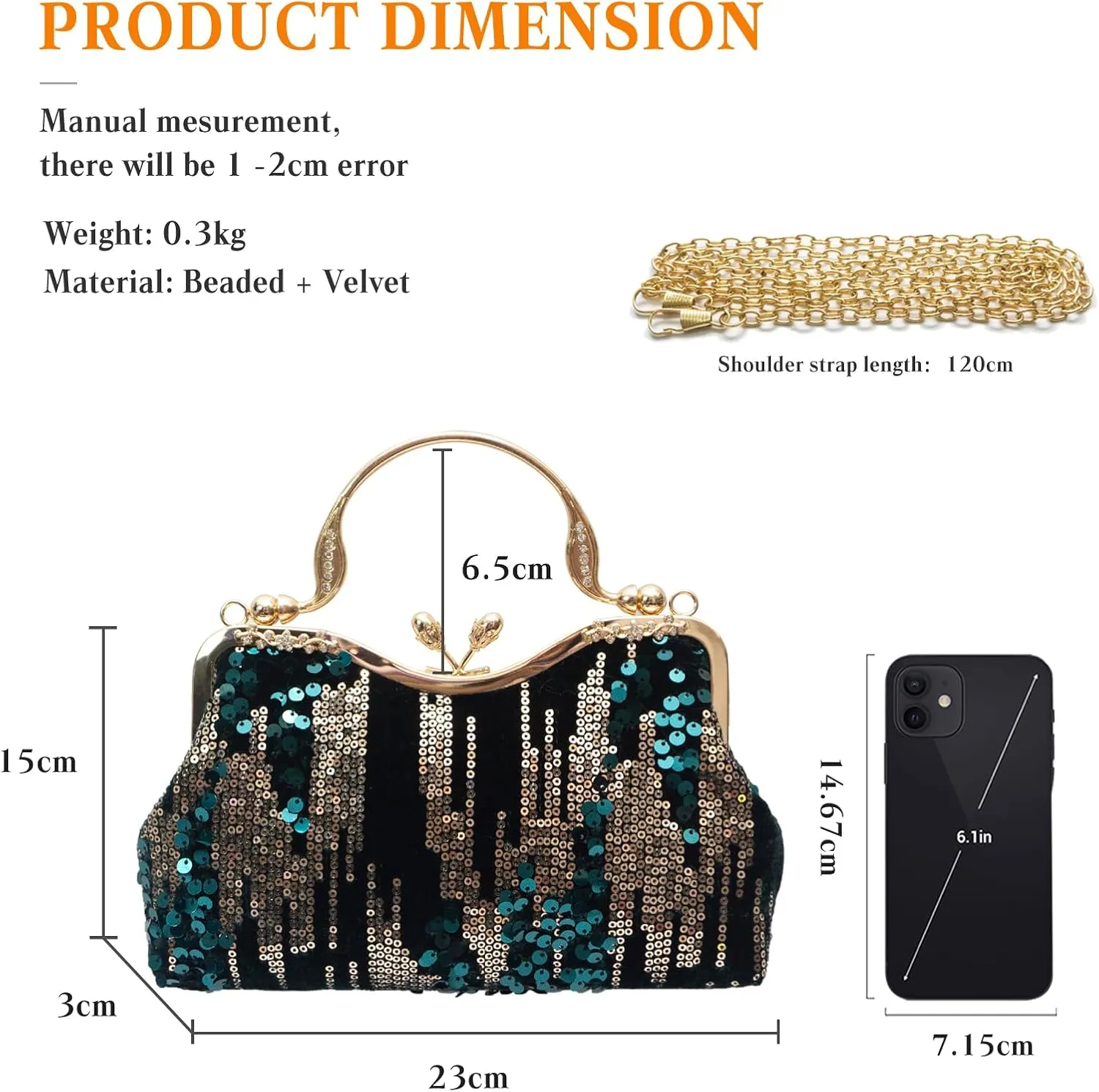 Vintage 1920s Clutch Bag Women Velvet Evening Bag Sparkly Sequin Handbag Crystal Shoulder Bag Bridal Wedding Purse