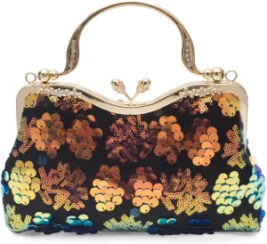 Vintage 1920s Evening Bag for Women Velvet Clutch Bag Sparkly Sequin Handbag Bridal Wedding Purse