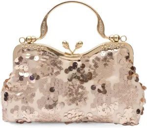 Vintage 1920s Evening Bag for Women Velvet Clutch Bag Sparkly Sequin Handbag Bridal Wedding Purse