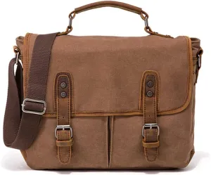 Vintage Canvas Bag Cowhide Briefcase European And American Shoulder Cross Body Handbag