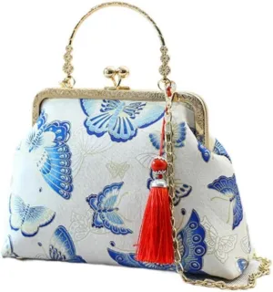 Vintage Evening Chain Handbag with Embroidered for Women Chinese Purse Crossbody Evening clutch bag