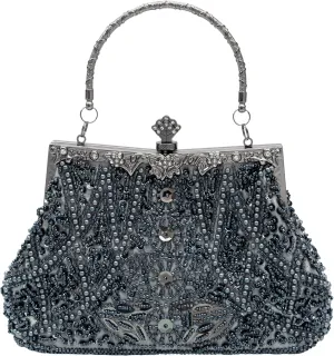 Vintage floral leaf beads sequins evening bag Elegant Clutch for Women for Brides, Proms, Parties, and Formal