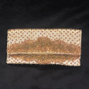 Vintage Gold Sequined Foldover Evening Clutch