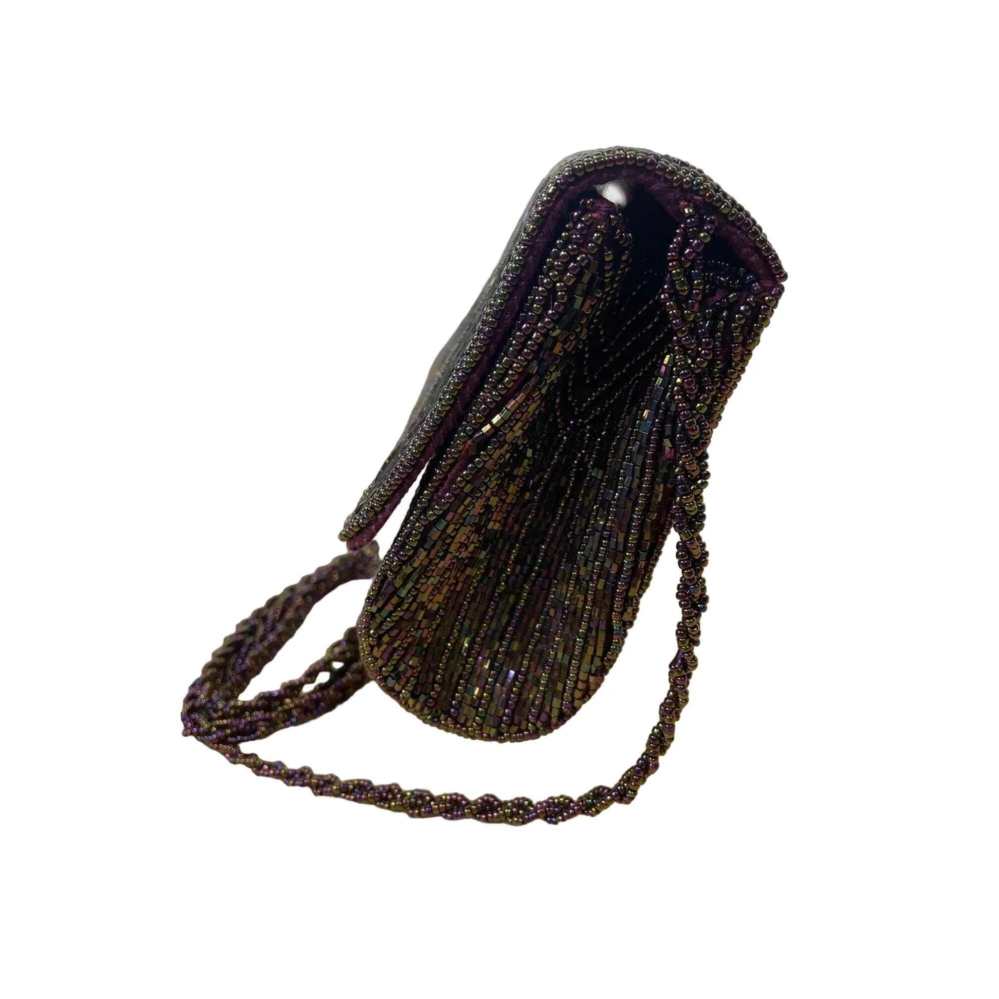 Vintage La Regale Dark Purple  Handmade Sequined Beaded Purse Chain Strap