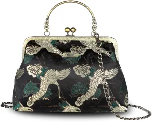 Vintage Purse Kiss Lock Purses and Handbags Floral Vacation Women Top Handle Handbag