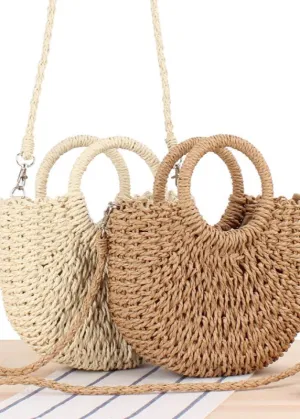 Vintage-Rattan Round Handle Handbag
