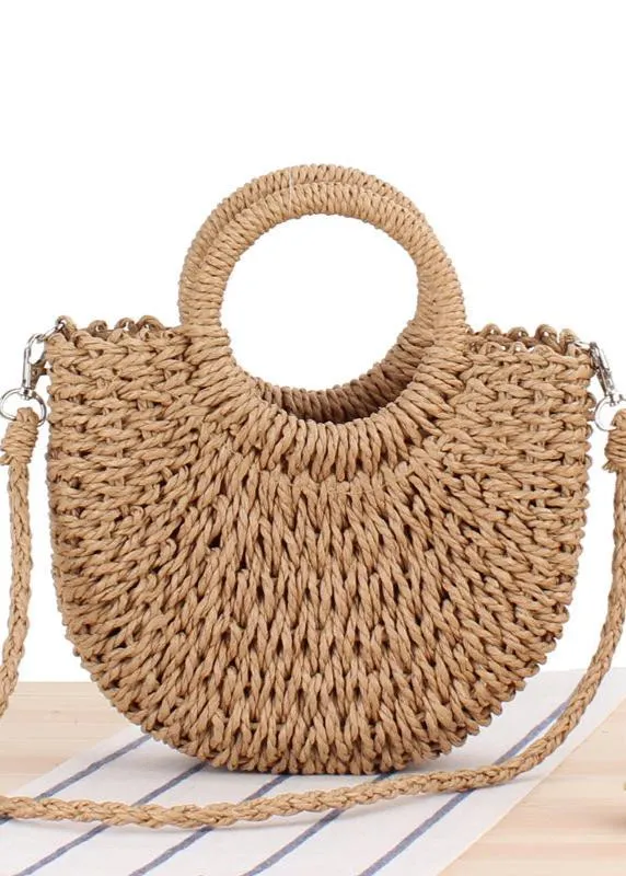 Vintage-Rattan Round Handle Handbag