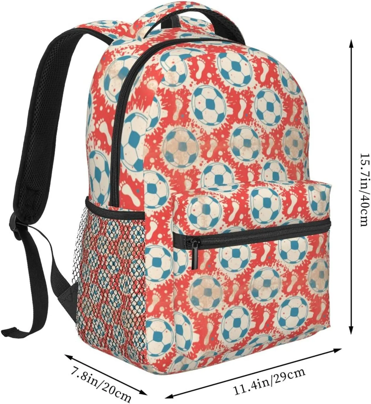 Vintage Soccer Footprints Ink Splatter Adult Backpacks 15 Inch Laptop Backpack Travel Bag for Men Women Gifts