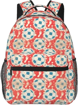 Vintage Soccer Footprints Ink Splatter Adult Backpacks 15 Inch Laptop Backpack Travel Bag for Men Women Gifts
