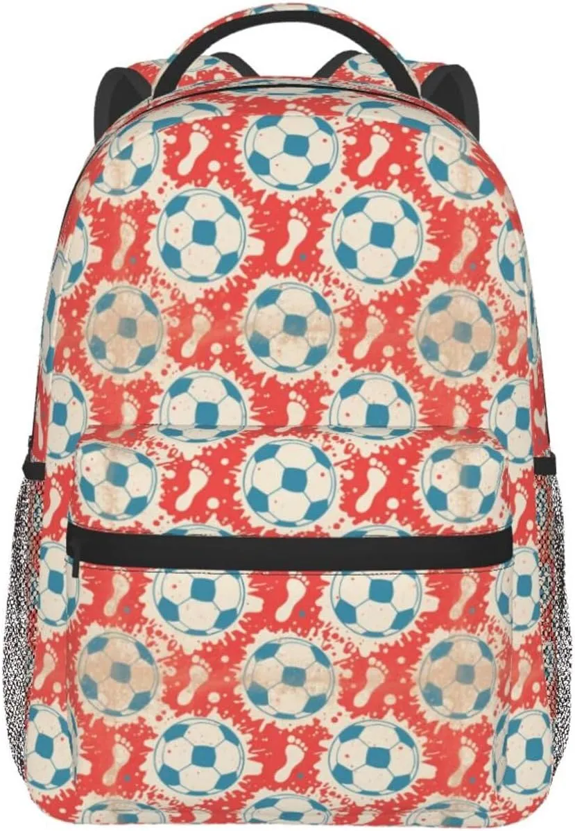 Vintage Soccer Footprints Ink Splatter Adult Backpacks 15 Inch Laptop Backpack Travel Bag for Men Women Gifts