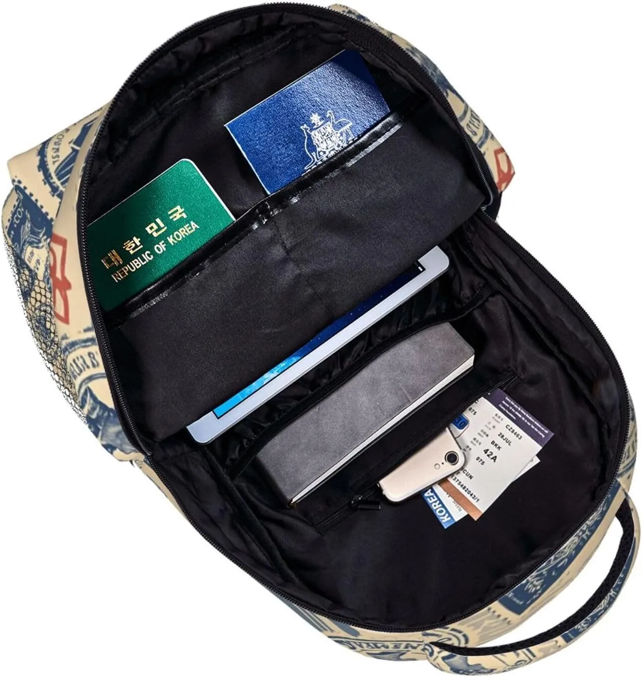 Vintage Stamp and Postmark Adult Backpacks 15 Inch Laptop Backpack Double Shoulder Bag for Work Travel Gifts