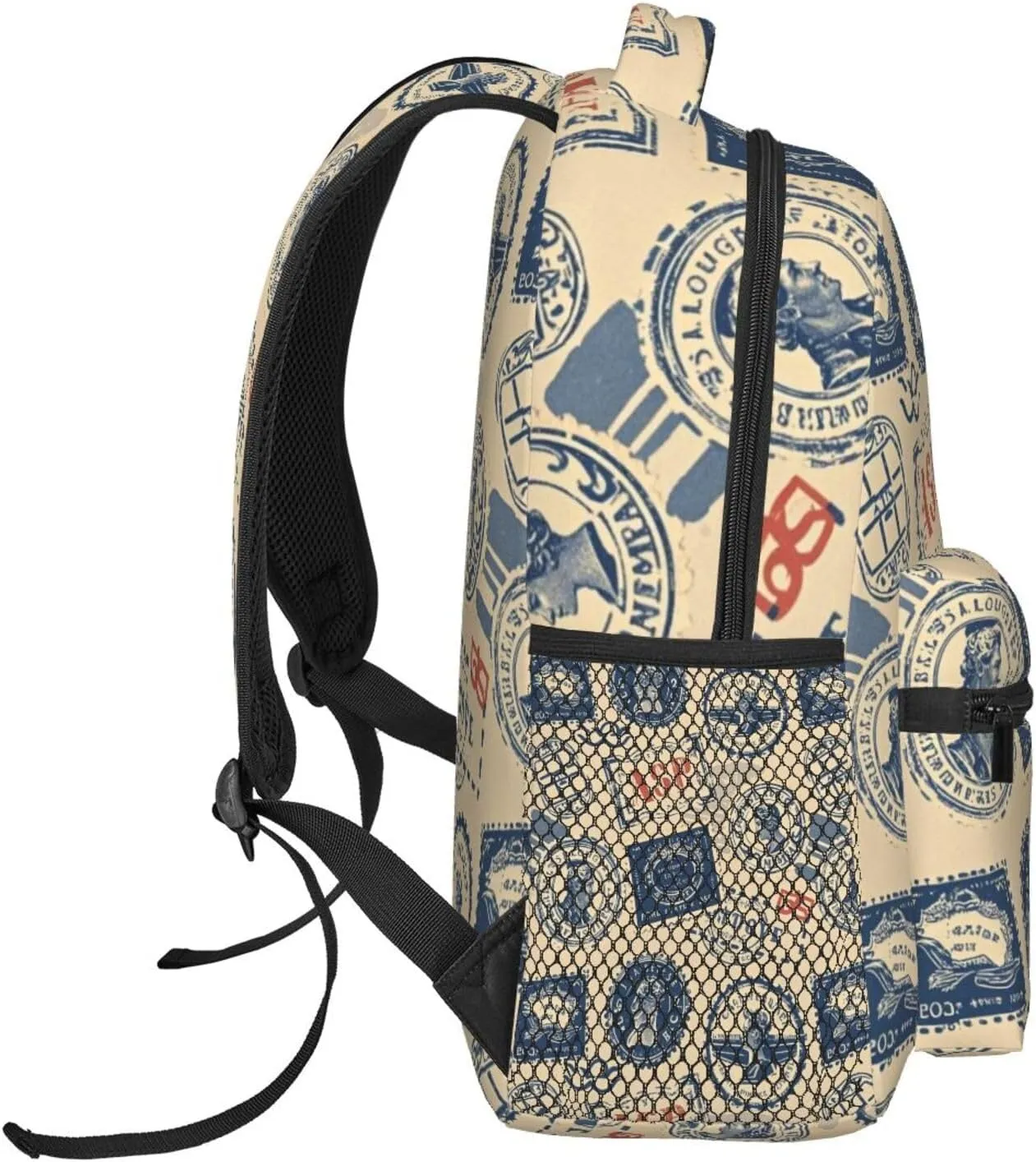 Vintage Stamp and Postmark Adult Backpacks 15 Inch Laptop Backpack Double Shoulder Bag for Work Travel Gifts