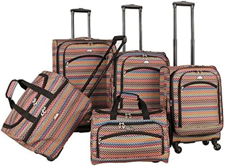 Vintage Visions Gold Coast 5-Piece Luggage Set - Spinner & Duffel Bags, Lightweight, Durable - Perfect for Travelers