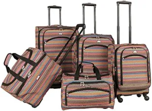 Vintage Visions Gold Coast 5-Piece Luggage Set - Spinner & Duffel Bags, Lightweight, Durable - Perfect for Travelers