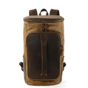 Vintage Waterproof Canvas Leather Daypack 20 to 35 Liter Backpack