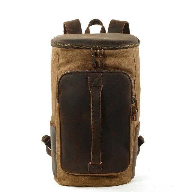Vintage Waterproof Canvas Leather Daypack 20 to 35 Liter Backpack