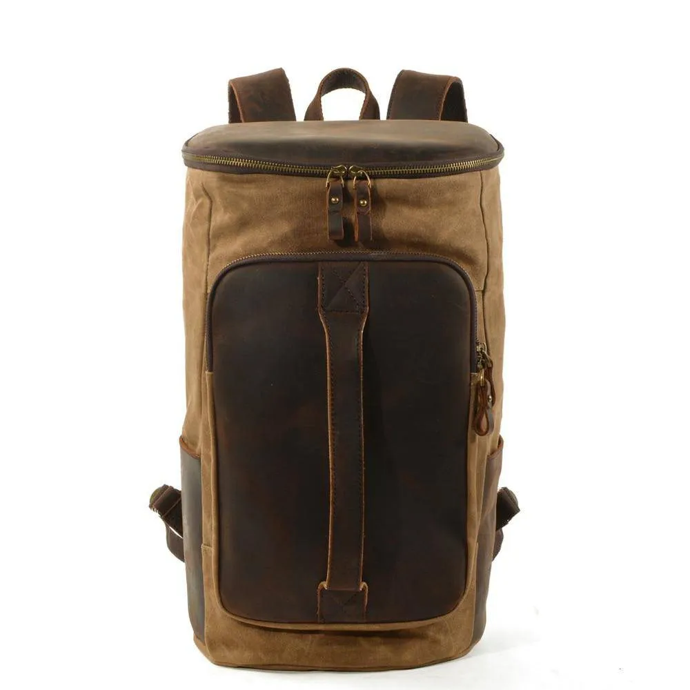 Vintage Waterproof Canvas Leather Daypack 20 to 35 Liter Backpack
