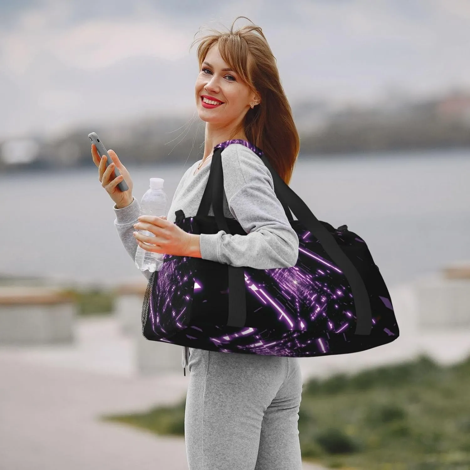 Violet Travel Duffel Bag Large Foldable Waterproof Overnight Bag For Beach Swim Bags Pool Sports Gym