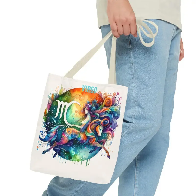 Virgo Zodiac Tote Bag with Black Cotton Handles