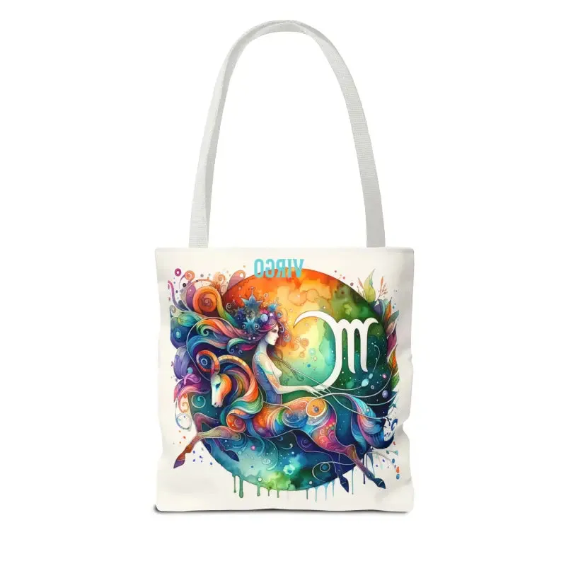 Virgo Zodiac Tote Bag with Black Cotton Handles