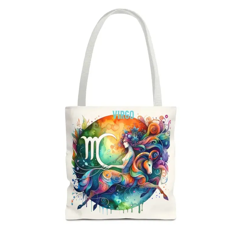 Virgo Zodiac Tote Bag with Black Cotton Handles