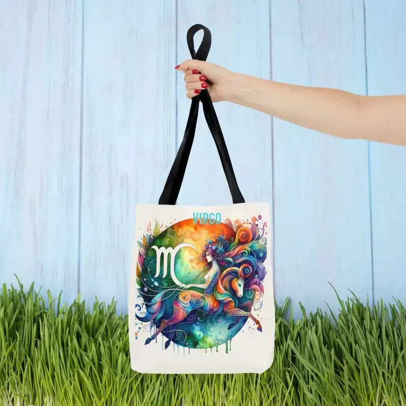 Virgo Zodiac Tote Bag with Black Cotton Handles