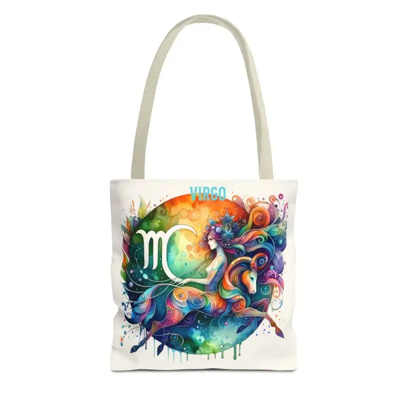 Virgo Zodiac Tote Bag with Black Cotton Handles